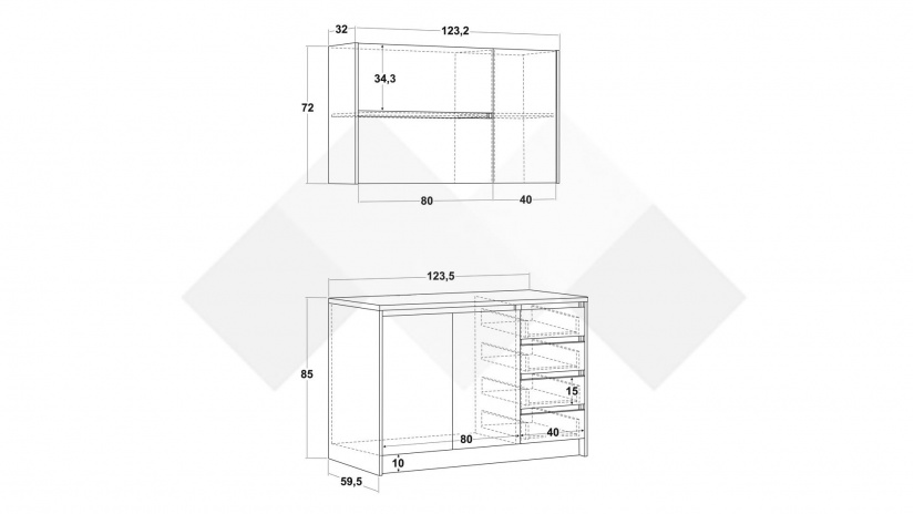 Кухня Норд А1 модулни кашмир със сиво - изглед 2 - МебелМаг Кухня Норд А1 модулни кашмир със сиво - изглед 2