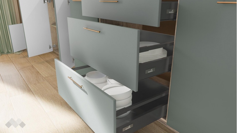 Кухня Осака прави олив мат с бял гланц и сонома арвен - изглед 8