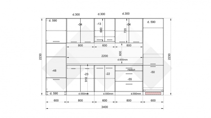 Кухня Осака прави олив мат с бял гланц и сонома арвен - изглед 9