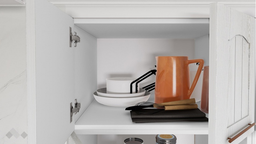 Кухня Сана бял фладер с бяло гладко - изглед 4