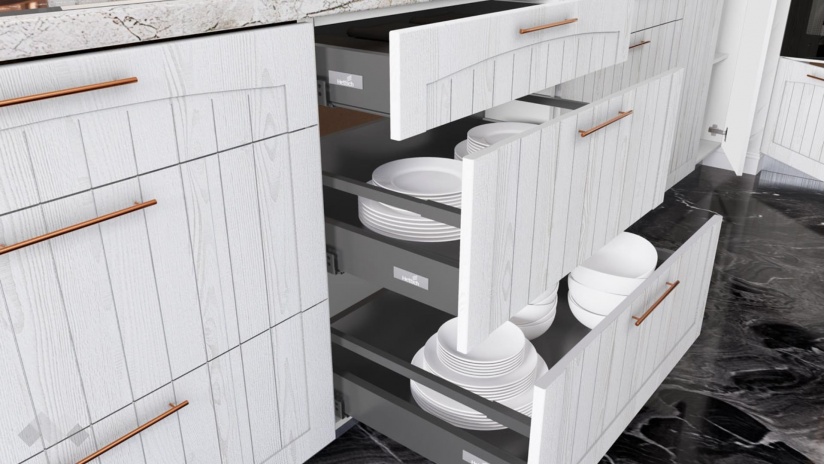 Кухня Сана бял фладер с бяло гладко - изглед 6