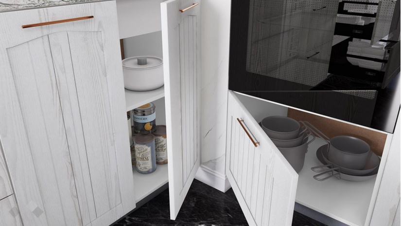 Кухня Сана бял фладер с бяло гладко - изглед 7