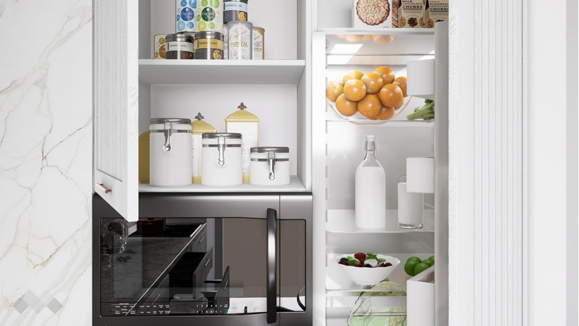 Кухня Сана бял фладер с бяло гладко - изглед 8