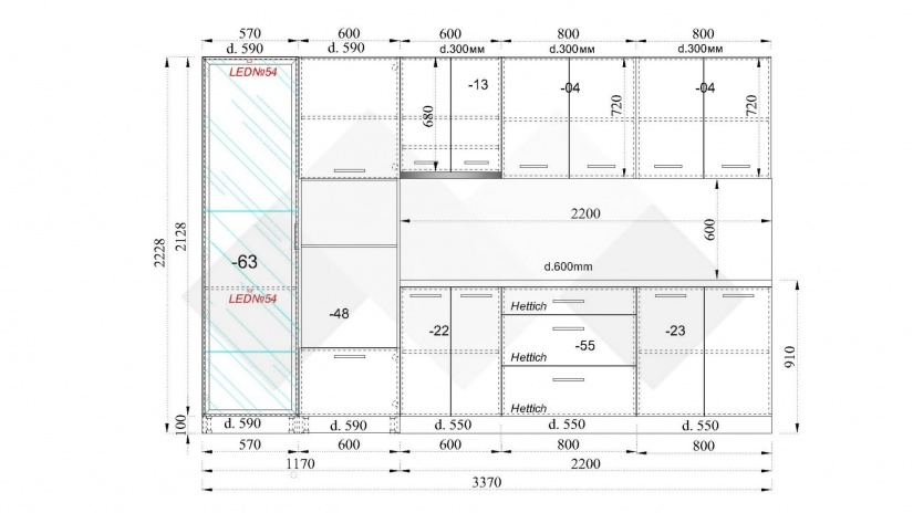 Кухня Сава олив мат с крийм гланц и мока - изглед 7