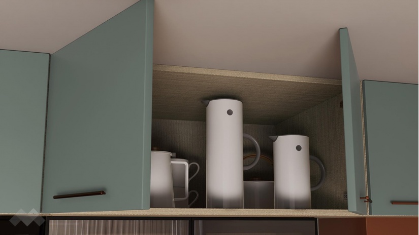 Кухня Зума прави олив мат с мока - изглед 4 - МебелМаг Кухня Зума прави олив мат с мока - изглед 4