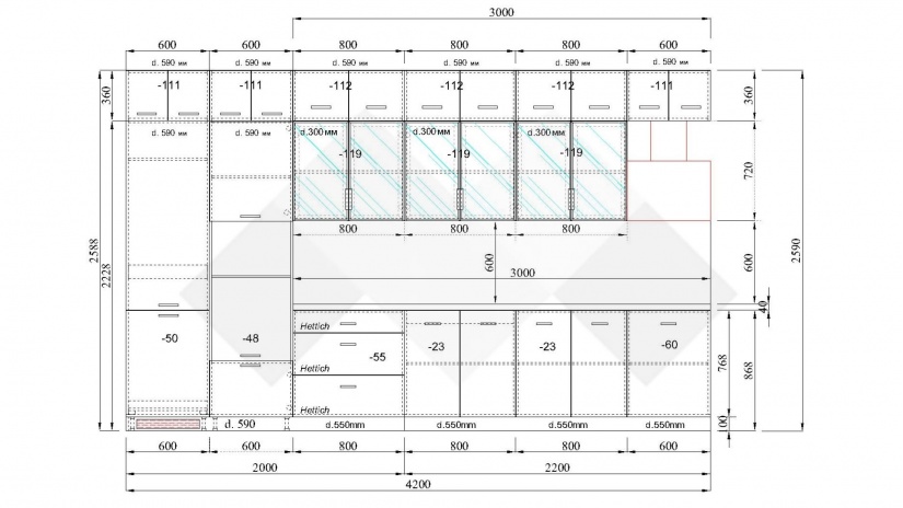 Кухня Зума прави олив мат с мока - изглед 8 - МебелМаг Кухня Зума прави олив мат с мока - изглед 8