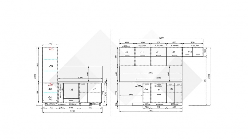 Кухня Ароса ъглови антрацит гланц с мока - изглед 9