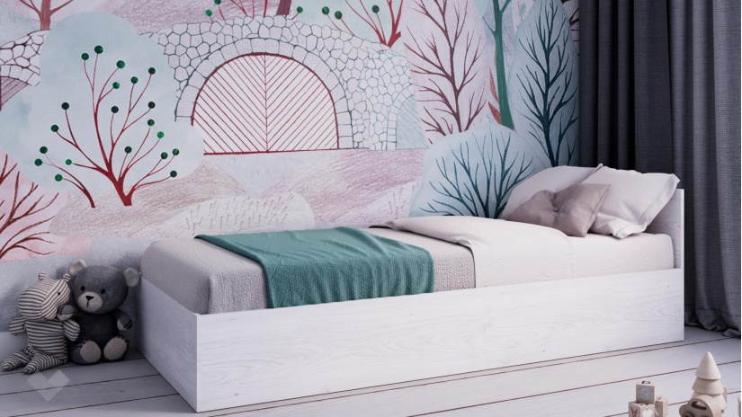 Легло 82/190 Арго с включен матрак Бонел 82/190 бял фладер - изглед 1 - МебелМаг Легло 82/190 Арго с включен матрак Бонел 82/190 бял фладер - изглед 1