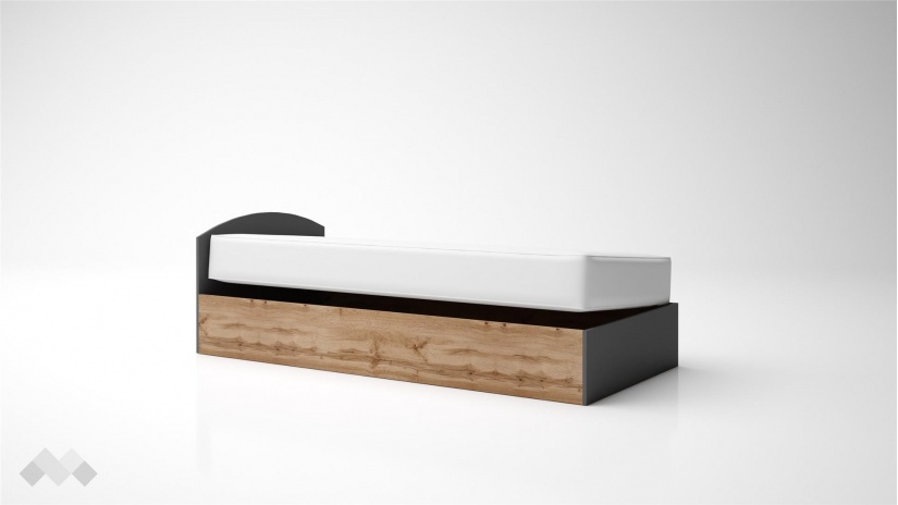 Легло 90/200 Галати с включен матрак Бонел 90/200 дъб вотан светъл с антрацит - изглед 2 - МебелМаг Легло 90/200 Галати с включен матрак Бонел 90/200 дъб вотан светъл с антрацит - изглед 2