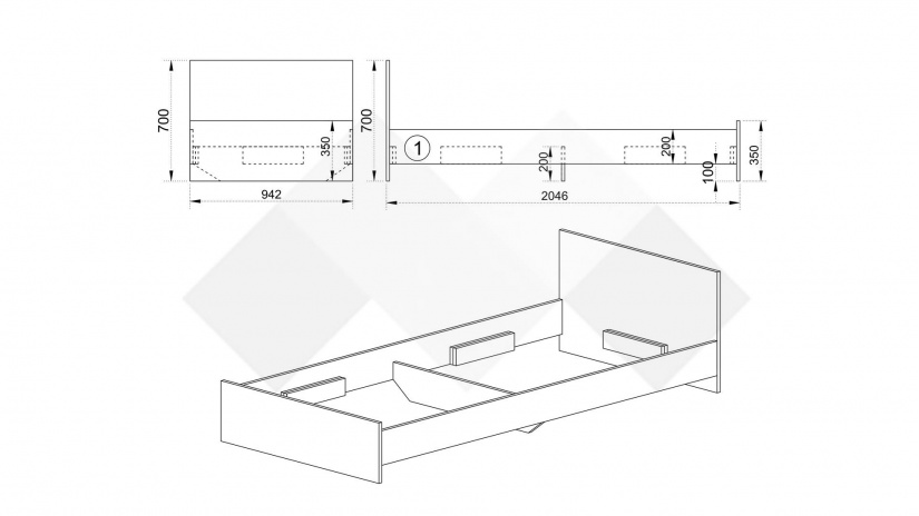 Легло 90/200 Хенри с включен матрак Бонел 90/200 сонома арвен с бял гланц - изглед 2 - МебелМаг Легло 90/200 Хенри с включен матрак Бонел 90/200 сонома арвен с бял гланц - изглед 2