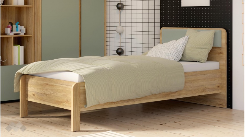 Легло 90/200 Холис с включен матрак Бонел 90/200 дъб маувела с олив - изглед 1