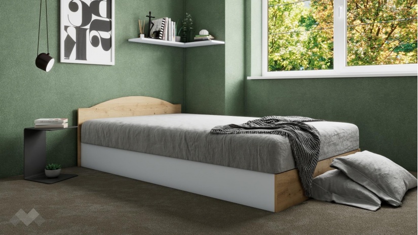 Легло 120/190 Леонард с включен матрак Бонел 120/190 артизан с бяло - изглед 4 - МебелМаг Легло 120/190 Леонард с включен матрак Бонел 120/190 артизан с бяло - изглед 4