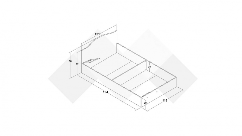 Легло 120/190 Леонард с включен матрак Бонел 120/190 артизан с бяло - изглед 5 - МебелМаг Легло 120/190 Леонард с включен матрак Бонел 120/190 артизан с бяло - изглед 5