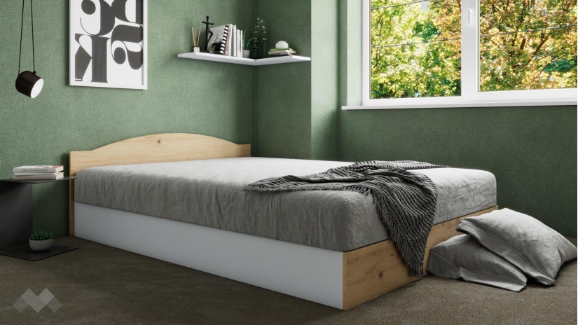 Легло 144/190 Леонард с включен матрак Бонел 144/190 артизан с бяло - изглед 4 - МебелМаг Легло 144/190 Леонард с включен матрак Бонел 144/190 артизан с бяло - изглед 4