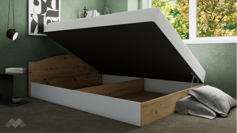 Легло 144/190 Леонард с включен матрак Бонел 144/190 артизан с бяло - изглед 3 - МебелМаг Легло 144/190 Леонард с включен матрак Бонел 144/190 артизан с бяло - изглед 3