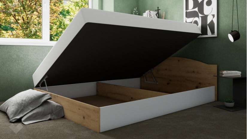 Легло 144/190 Леонард с включен матрак Бонел 144/190 артизан с бяло - изглед 2 - МебелМаг Легло 144/190 Леонард с включен матрак Бонел 144/190 артизан с бяло - изглед 2