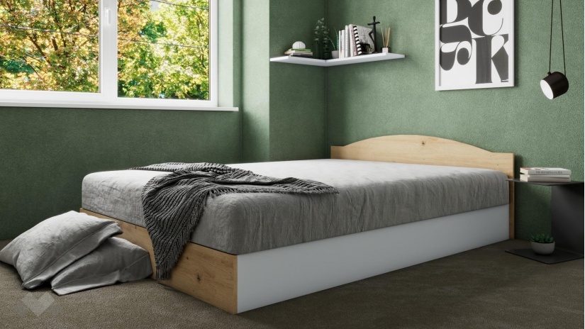 Легло 144/190 Леонард с включен матрак Бонел 144/190 артизан с бяло - изглед 1 - МебелМаг Легло 144/190 Леонард с включен матрак Бонел 144/190 артизан с бяло - изглед 1