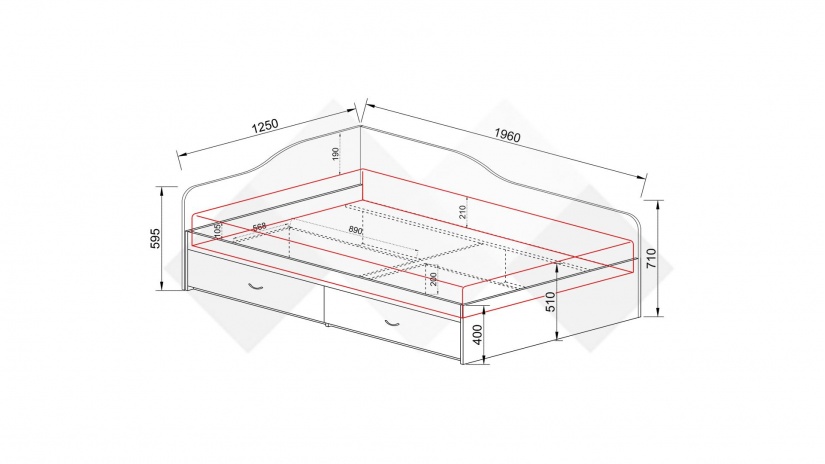 Легло с чекмеджета 120/190 Марс мока с лате - изглед 3 - МебелМаг Легло с чекмеджета 120/190 Марс мока с лате - изглед 3