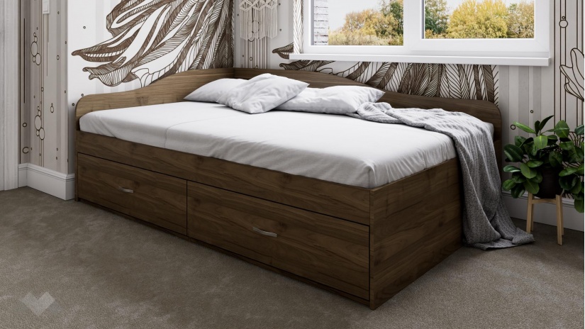 Легло с чекмеджета 120/190 Марс орех адмирал - изглед 1 - МебелМаг Легло с чекмеджета 120/190 Марс орех адмирал - изглед 1