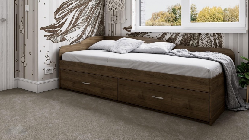 Легло с чекмеджета 90/200 Плуто орех адмирал - изглед 1