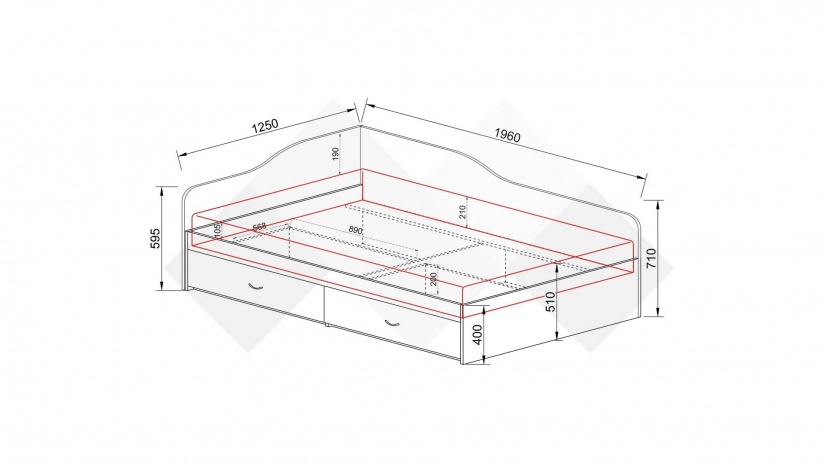 Легло с чекмеджета 120/190 Марс сонома арвен с бял гланц - изглед 3 - МебелМаг Легло с чекмеджета 120/190 Марс сонома арвен с бял гланц - изглед 3