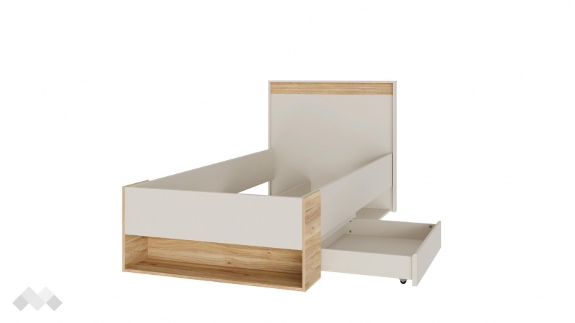 Легло с чекмеджета 90/200 Векслин пясък с дъб маувела - изглед 4
