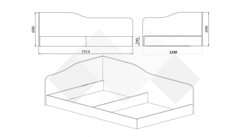 Ъглово легло 120/190 Шайн с включен матрак Бонел 120/190 бял гланц - изглед 3 - МебелМаг Ъглово легло 120/190 Шайн с включен матрак Бонел 120/190 бял гланц - изглед 3