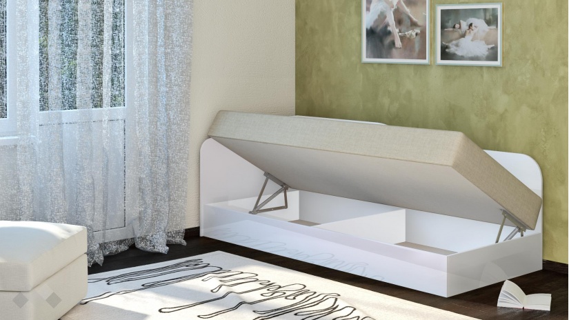 Ъглово легло 82/190 Шайн с включен матрак Бонел 82/190 бял гланц - изглед 2 - МебелМаг Ъглово легло 82/190 Шайн с включен матрак Бонел 82/190 бял гланц - изглед 2