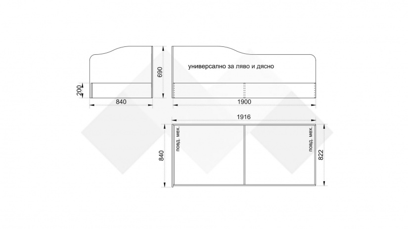 Ъглово легло 82/190 Шайн с включен матрак Бонел 82/190 бял гланц - изглед 3 - МебелМаг Ъглово легло 82/190 Шайн с включен матрак Бонел 82/190 бял гланц - изглед 3