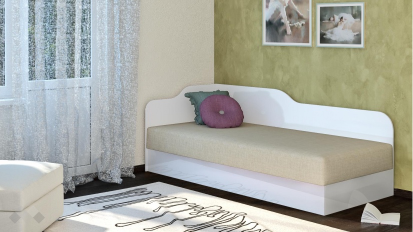 Ъглово легло 82/190 Шайн с включен матрак Бонел 82/190 бял гланц - изглед 1 - МебелМаг Ъглово легло 82/190 Шайн с включен матрак Бонел 82/190 бял гланц - изглед 1