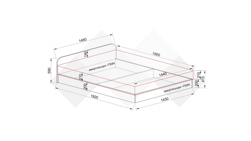 Легло 144/190 Скай с включен матрак Бонел 144/190 нардо сив - изглед 4 - МебелМаг Легло 144/190 Скай с включен матрак Бонел 144/190 нардо сив - изглед 4