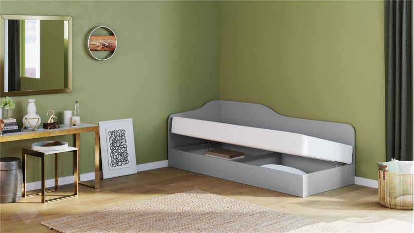 Легло 82/190 Скай с включен матрак Бонел 82/190 нардо сив - изглед 2 - МебелМаг Легло 82/190 Скай с включен матрак Бонел 82/190 нардо сив - изглед 2