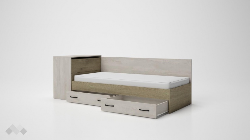 Мини приста с ракла 82/190 Лумо с включен матрак Бонел 82/190 сива кремона със силк лайт - изглед 3