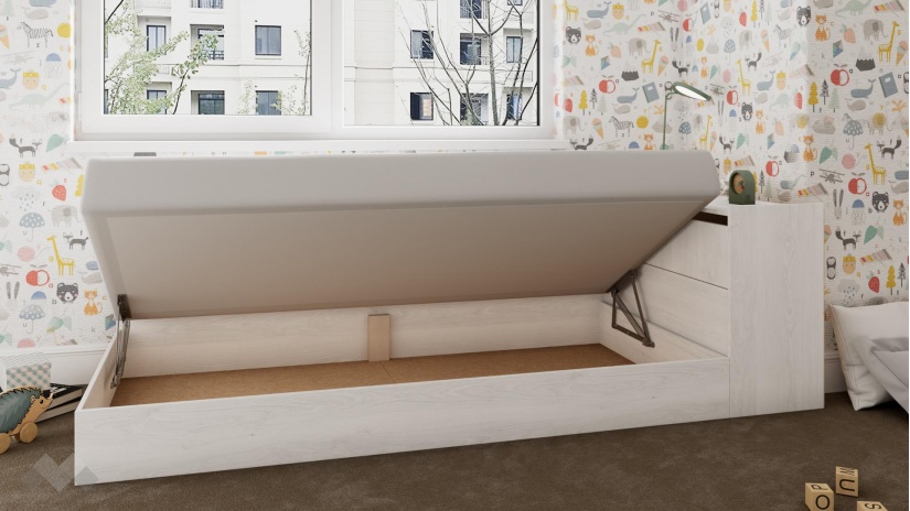 Мини приста с ракла 82/190 Арго с включен матрак Бонел 82/190 бял фладер - изглед 2 - МебелМаг Мини приста с ракла 82/190 Арго с включен матрак Бонел 82/190 бял фладер - изглед 2