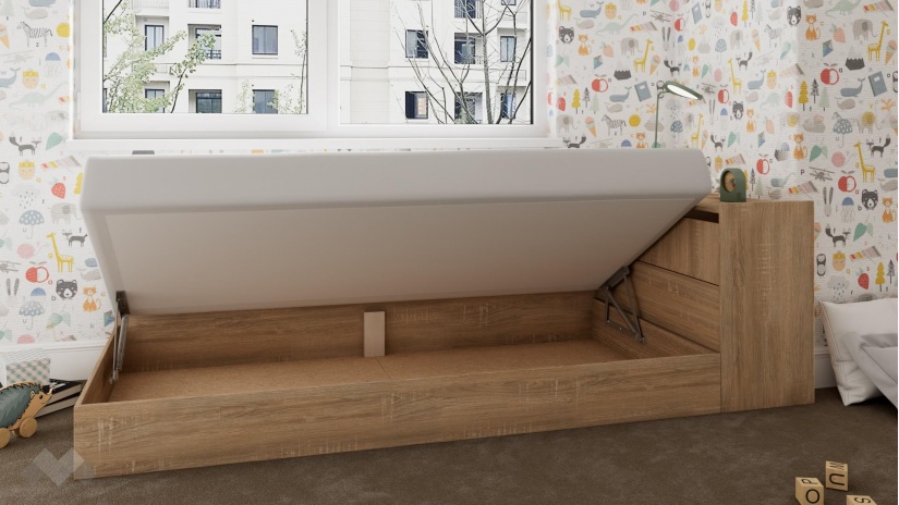 Мини приста с ракла 82/190 Арго с включен матрак Бонел 82/190 дъб сонома - изглед 2 - МебелМаг Мини приста с ракла 82/190 Арго с включен матрак Бонел 82/190 дъб сонома - изглед 2