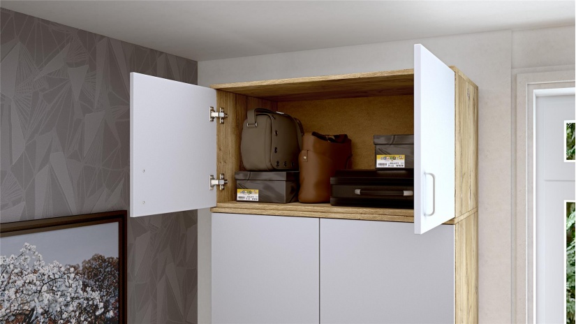 Надстройка за двукрилен гардероб Селтик келтски дъб със светло сиво - изглед 2