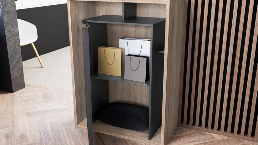 Нисък шкаф Фамо сонома арвен с графит и карбон мат - изглед 3 - МебелМаг Нисък шкаф Фамо сонома арвен с графит и карбон мат - изглед 3