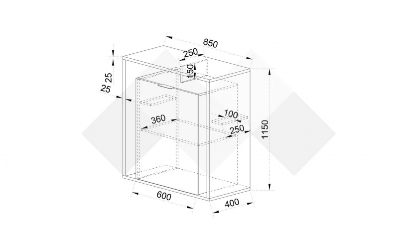 Нисък шкаф Фамо сонома арвен с графит и карбон мат - изглед 5 - МебелМаг Нисък шкаф Фамо сонома арвен с графит и карбон мат - изглед 5