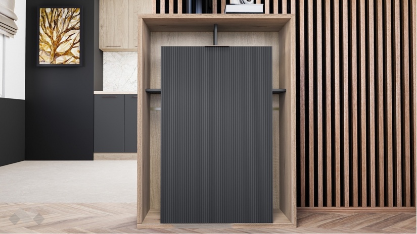 Нисък шкаф Фамо сонома арвен с графит и карбон мат - изглед 1 - МебелМаг Нисък шкаф Фамо сонома арвен с графит и карбон мат - изглед 1