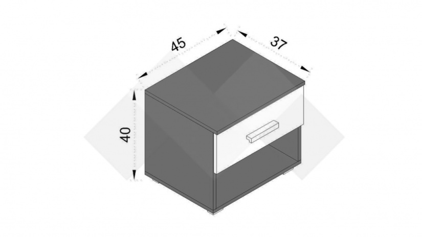 Нощен шкаф Честър светъл вотан с антрацит - изглед 2