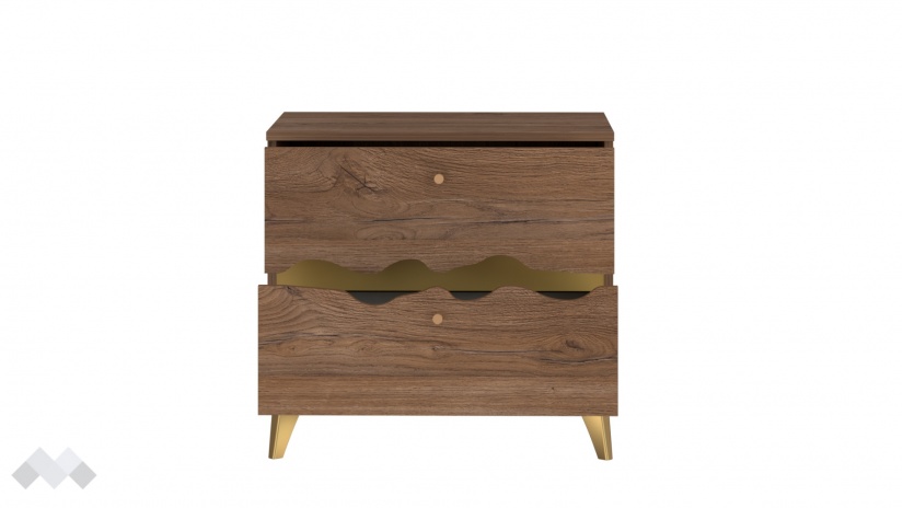 Нощен шкаф Кения колониален дъб със златно - изглед 4 - МебелМаг Нощен шкаф Кения колониален дъб със златно - изглед 4