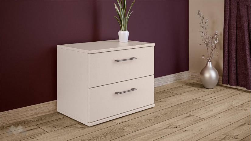 Нощен шкаф Керина памучно бежов с травертин - изглед 1 - МебелМаг Нощен шкаф Керина памучно бежов с травертин - изглед 1