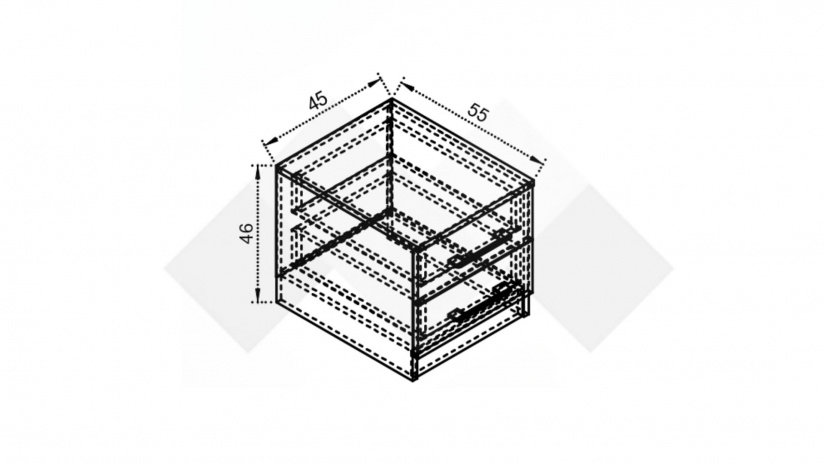 Нощен шкаф Комо дъб ърбан ойстър с бяло - изглед 2 - МебелМаг Нощен шкаф Комо дъб ърбан ойстър с бяло - изглед 2