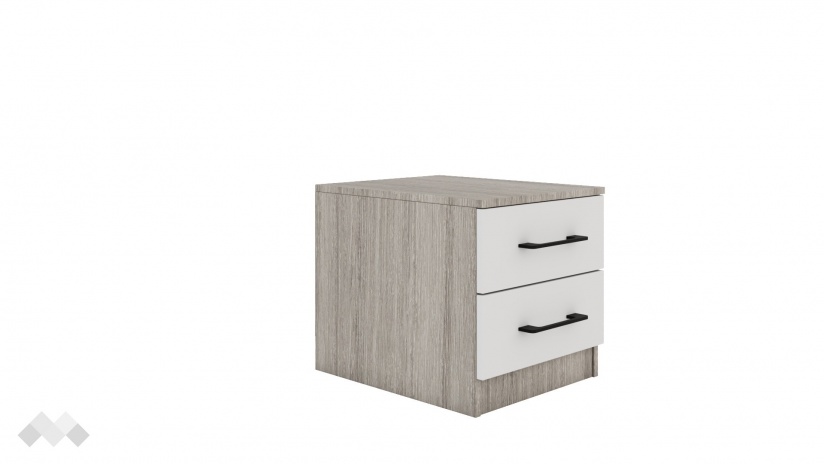 Нощен шкаф Комо дъб ърбан ойстър с бяло - изглед 1 - МебелМаг Нощен шкаф Комо дъб ърбан ойстър с бяло - изглед 1