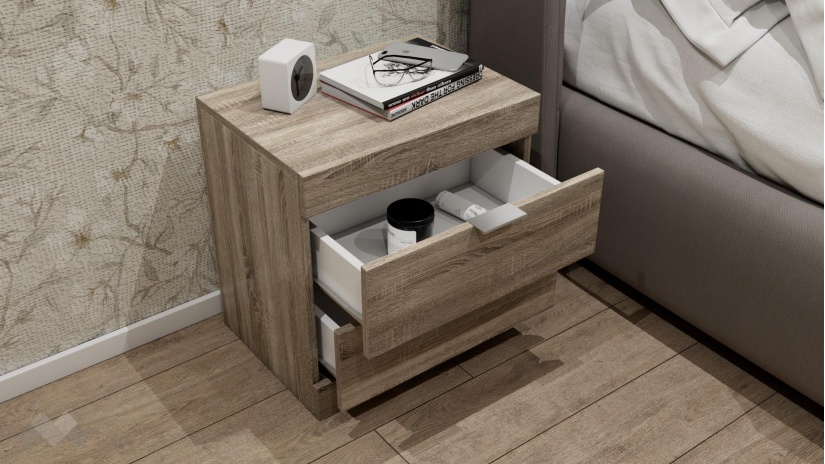 Нощен шкаф Пит тъмна сонома - изглед 2 - МебелМаг Нощен шкаф Пит тъмна сонома - изглед 2