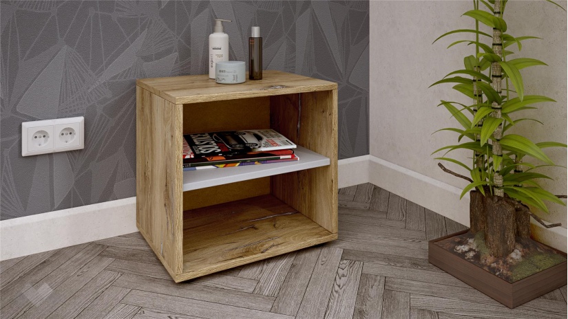 Нощен шкаф Селтик келтски дъб със светло сиво - изглед 1 - МебелМаг Нощен шкаф Селтик келтски дъб със светло сиво - изглед 1