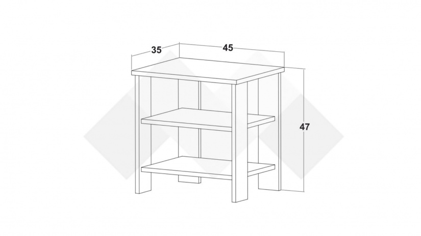 Нощен шкаф Борей дъб вотан светъл с антрацит - изглед 2 - МебелМаг Нощен шкаф Борей дъб вотан светъл с антрацит - изглед 2