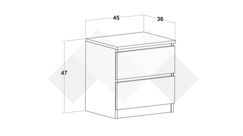 Нощен шкаф Борей дъб вотан светъл с антрацит - изглед 2