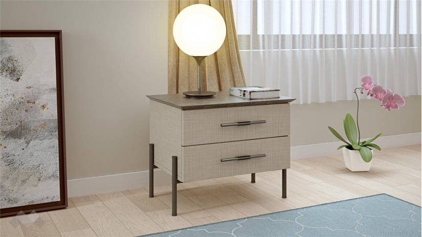 Нощен шкаф Салвадор памучно бежов с атрацит - изглед 1 - МебелМаг Нощен шкаф Салвадор памучно бежов с атрацит - изглед 1