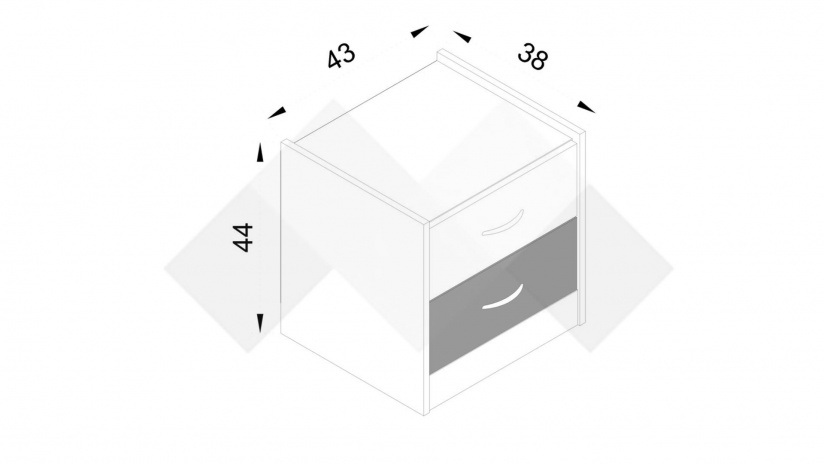 Нощен шкаф Спирит малта с антрацит - изглед 3